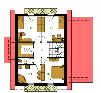 Image miroir | Plan de sol du premier étage - KLASSIK 149